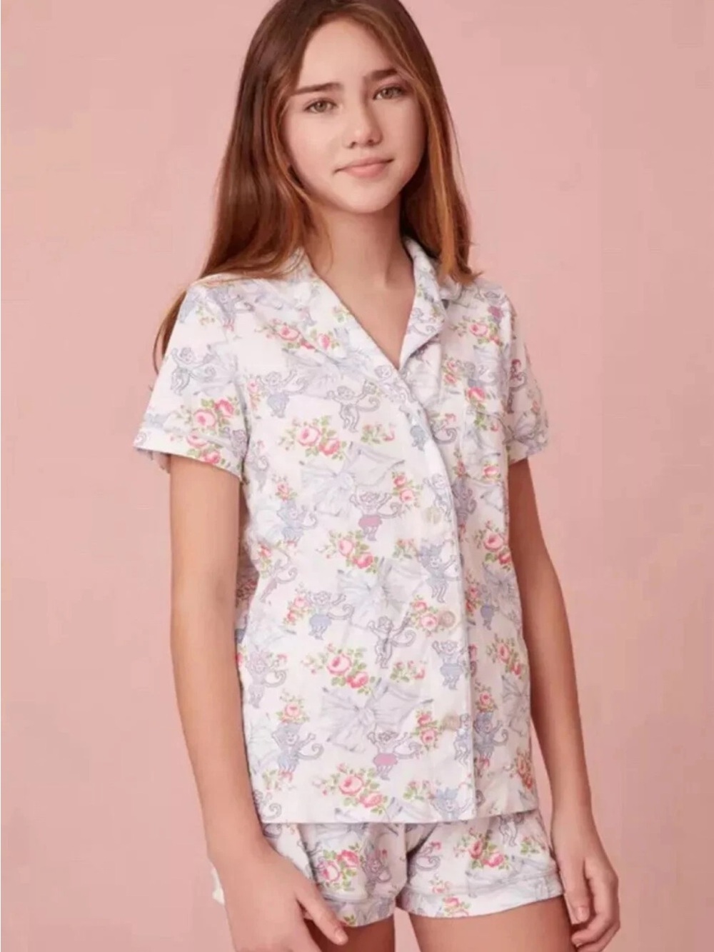 LoveShackFancy x Roller Rabbit Rosa Beaux Monkey Polo Pajama Set Size Small